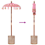 Parasol with Base Pink, Brown 250 cm Cotton, Wood 3356917