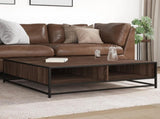 Coffee Table Brown Oak 100x100x30 cm Engineered Wood and Metal 848778