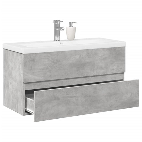ZNTS 2 Piece Bathroom Furniture Set Concrete Grey Engineered Wood 3324910