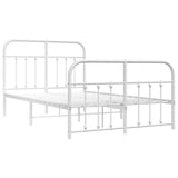 Bed Frame White Powder-Coated Steel 120x190 cm Bed Frame 352642