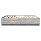 Bed Frame with LED without Mattress Grey Sonoma 200x200 cm 3209588