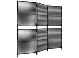 Room Divider 3 Panels Black Poly Rattan 365372