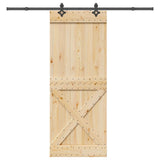 Sliding Door with Hardware Set 90x210 cm Solid Wood Pine 3332781