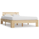 Bed Frame Natural Wood Solid Pine Wood, Plywood Slats Double 283163