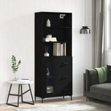 Highboard Black 69.5x34x180 cm Engineered Wood 3189510