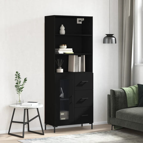 Highboard Black 69.5x34x180 cm Engineered Wood 3189510