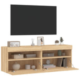 TV Wall Cabinets with LED Lights 2 pcs Sonoma Oak 60x30x40 cm 837188