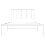 Metal Bed Frame without Mattress with Headboard White 107x203cm 374482