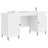 Desk with Shelf Gloss White 142.5 x 50 x 75 cm Engineered Wood 3414580