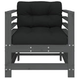 Garden Chairs with Cushions 2 pcs Grey Solid Wood Pine 825676