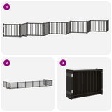 Dog Gate with Door Foldable 10 Panels Black 800 cm Poplar Wood 3155739