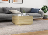 Coffee Table with LED Lights Sonoma Oak 50x50x40 cm 839870