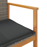 Garden Chairs with Cushions 2 pcs Grey Poly Rattan&Solid Wood 368712