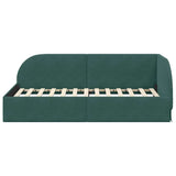 Corner Bed Frame Dark Green 100 cm x 200 cm Velvet 42016658