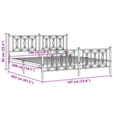 Metal Bed Frame without Mattress with Footboard Black 180x200cm 376150