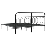 Metal Bed Frame without Mattress with Headboard Black 180x200cm 377121