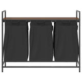 Laundry Basket 3 Compartments with Shelf Brown Oak 859064