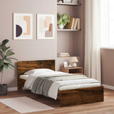 Bed Frame without Mattress with Headboard Smoked Oak 100x200 cm 838621