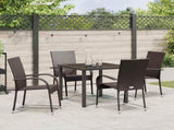 Garden Dining Set 5 pcs Brown Powder-Coated Steel 3379395