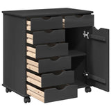 Rolling Cabinet Grey 63.5 x 39 x 65.5 cm Solid Pine Wood 42028378