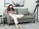 Faux Leather Marble-Effect Two-Seater Sofa - Grey T3398P424867