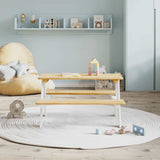 Children's Table with Benches IRUN White 90x79.5x50cm Solid Wood 42000164