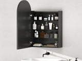 Arched Bathroom Mirror Cabinet with Adjustable Glass Shelves - Black T3398P423545