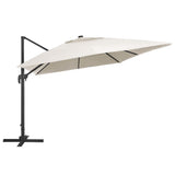 Cantilever Garden Parasol with LED Lights and Aluminium Pole 400x300 cm Sand 47004