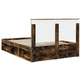 Bed Frame with Drawer Smoked Oak 150 x 200 cm Solid Pine Wood 3409340