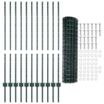 Fence with Posts Green 1.2 x 25 m Steel 3336018