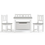 4 Piece Children Table and Chair Set White and Grey MDF 10411
