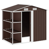 Garden Shed with Rack Brown 205x130x183 cm Iron 47105