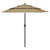 3-Tier Garden Parasol with Aluminium Pole Taupe 2.5 m 313863