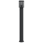 ZNTS Outdoor Floor Lamp with Outlet Black 110cm Stainless Steel 4006379