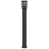 ZNTS Outdoor Floor Lamp with Outlet Black 110cm Stainless Steel 4006379