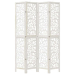 Room Divider 4 Panels White Solid Wood Paulownia 358740
