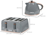 1.7L 3000W Fast Boil Kettle & 4 Slice Toaster Set, Kettle and Toaster Set with 7 Browning Controls, T3398P344737