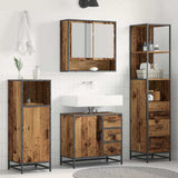 Bathroom Furniture Set with Door 3 pcs Old Wood Engineered Wood 3402521