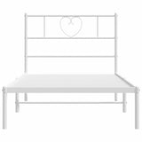 Metal Bed Frame without Mattress with Headboard White 107x203cm 355508