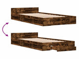 Bed Frame with Storage Smoked Oak 80 x 200 cm Engineered Wood 3429599