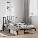 Metal Bed Frame without Mattress with Headboard Black 100x190cm 373783
