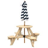 Picnic Table for 4 Kids with Umbrella Round Solid Wood Fir 3281622