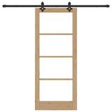 Sliding Door Natural 83 x 202 cm Solid Pine Wood and Glass 3332305