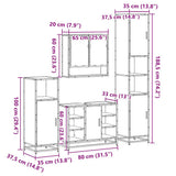 4 Piece Bathroom Furniture Set Brown Oak Engineered Wood 3301244