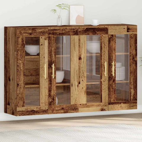 Wall Mounted Cabinet 2 pcs Old wood 69.5 x 34 x 90 cm 3334305