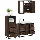 3 Piece Bathroom Furniture Set Brown Oak Engineered Wood 3301024