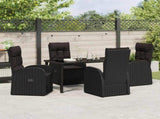 Garden Dining Set with Cushion 5 pcs Black Poly Rattan 3379522