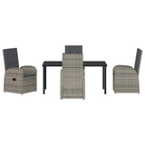 Garden Dining Set with Cushion 5 pcs Grey Poly Rattan 3379495