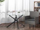 Dining Table with Clear Tempered Glass Top, Round Table with Metal Legs, Modern Kitchen Table for T3398P329932