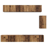 TV Cabinet Set with Drawer 6 pcs Old Wood Engineered Wood 3393441